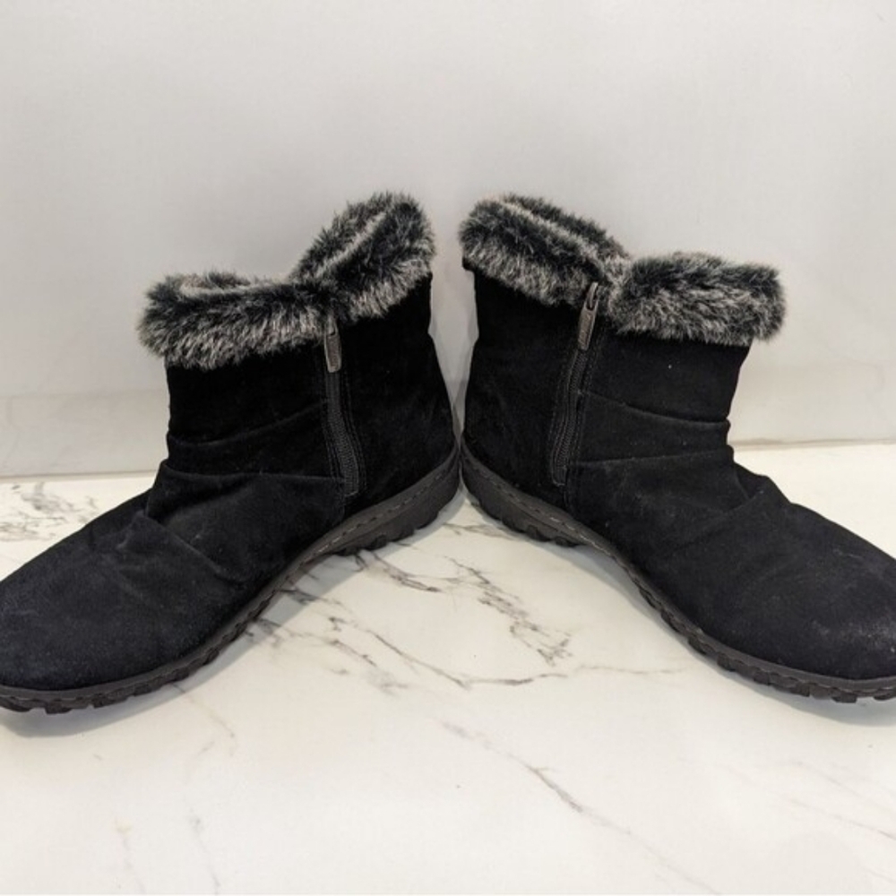 Khombu Women's Black All-Weather Lindsey Suede Winter Snow Boots Grey Faux Fur 9 - Picture 8 of 16